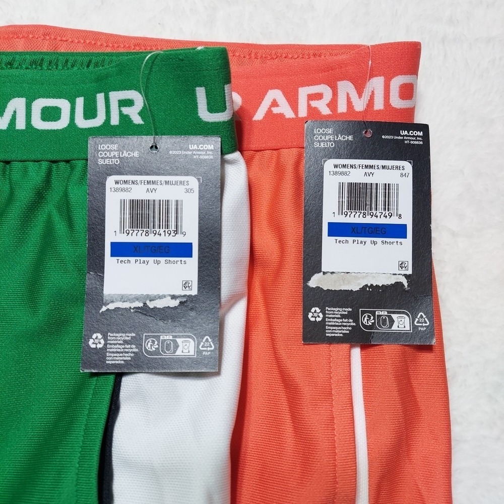 Pack of 2  Under Armour Tech Play Up Shorts Women's XL  3" Ins. Athletic Running - Picture 4 of 6